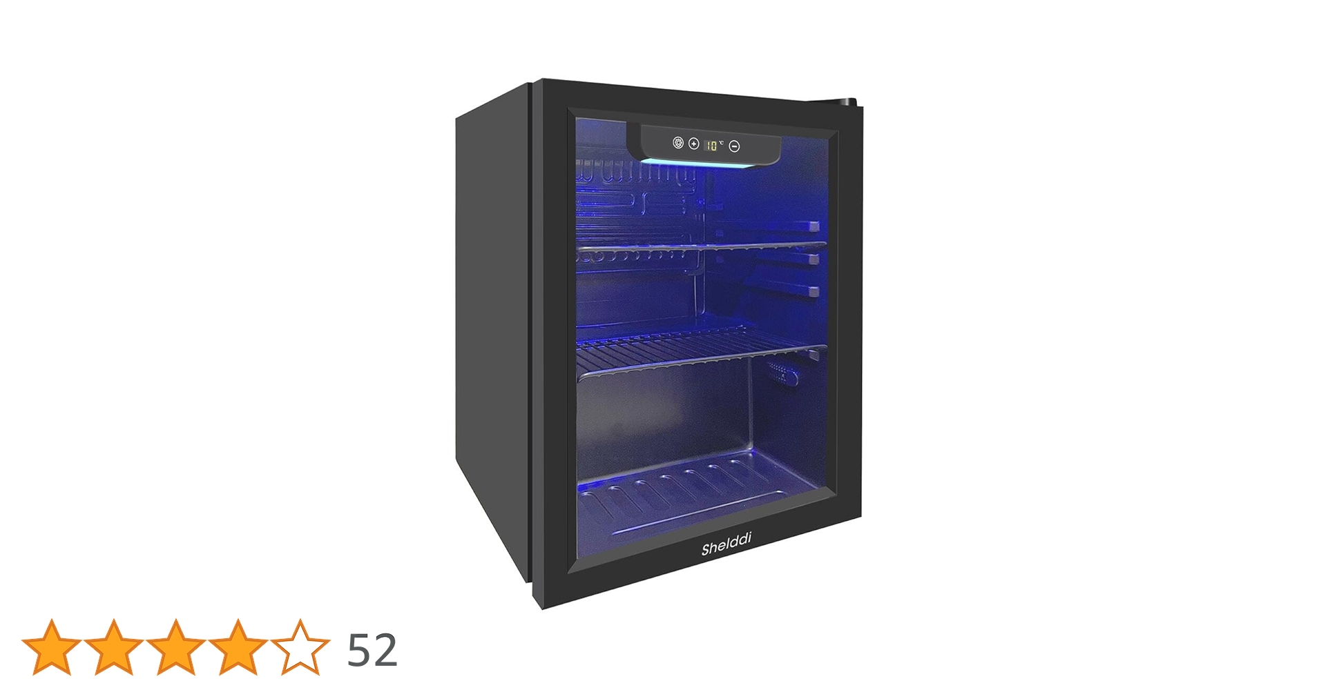 Amazon | Shelddi 小型冷蔵庫 48L コンプレッサー式 透明ガラスドア